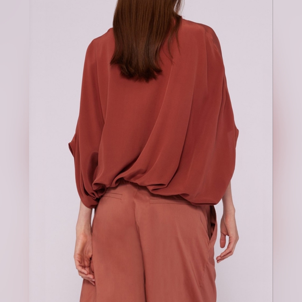 Liviana Conti Italian Silk Brown/Rust Top - Picture 2 of 6